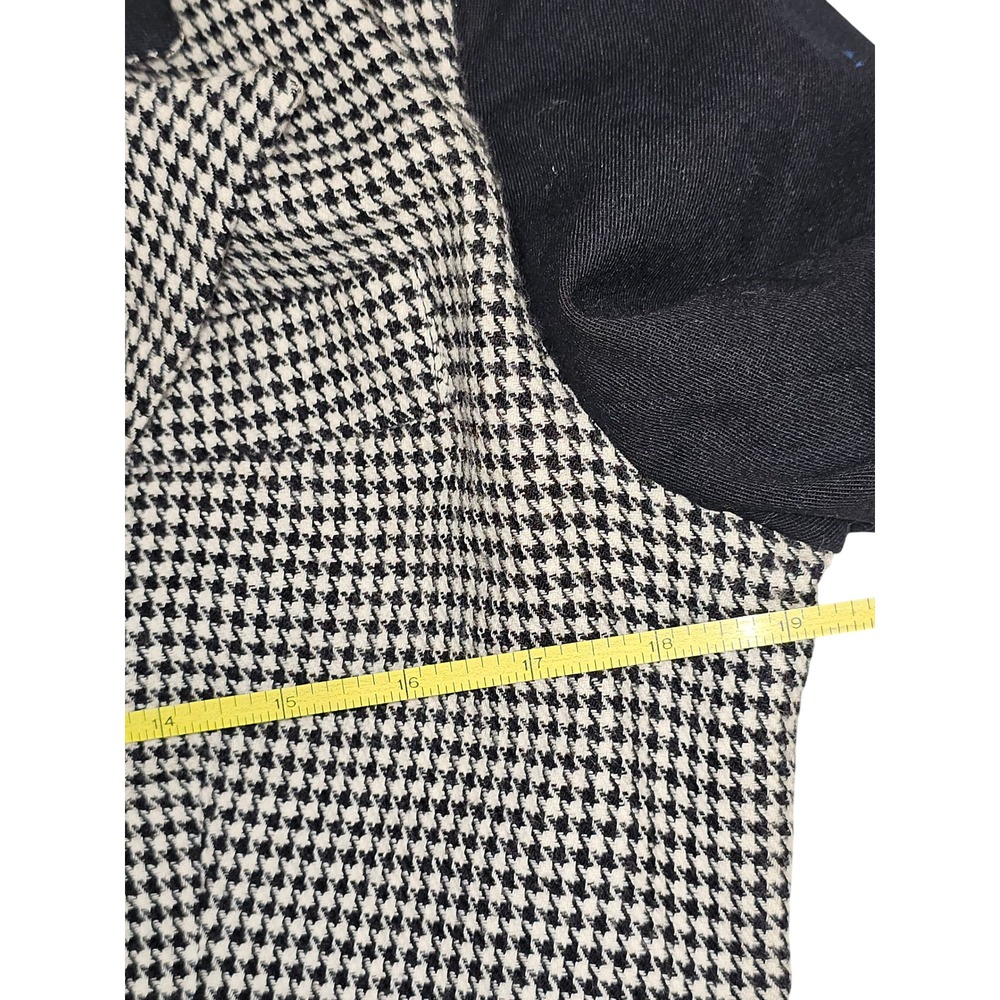 90s Vintage Statement Blazer Houndstooth Cropped Wool Goth‎ Black White Made USA - Picture 5 of 8
